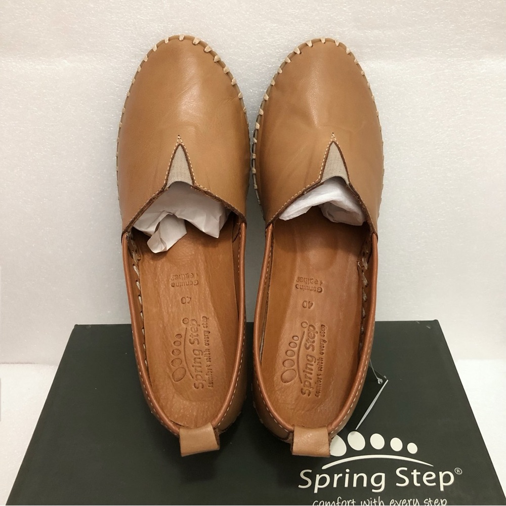Spring Step Tispea Loafer Flats Leather Comfort Shoes Women’s Camel 40 US 9